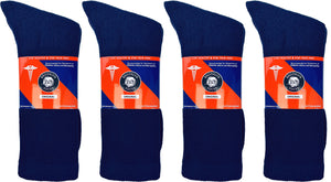12 Pairs of Diabetic Neuropathy Cotton Crew Socks (Navy)