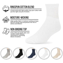 Load image into Gallery viewer, 12 Pairs of Diabetic Cotton Athletic Sport Quarter Socks (White, 13-16)-(Final sale)