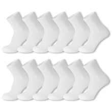 Load image into Gallery viewer, 12 Pairs of Diabetic Cotton Athletic Sport Quarter Socks (White)