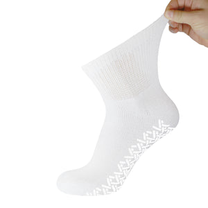180 Pairs of Non-Skid Diabetic Cotton Quarter Socks with Non Binding Top (White)