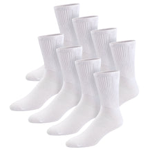 Load image into Gallery viewer, 8 pairs of Thin Combed Cotton Diabetic Socks for Men &amp; Women, Loose, Wide, Non-Binding Neuropathy Low-Crew Socks (White, Fit&#39;s Shoe Size 7-11)