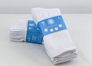8 pairs of Thin Combed Cotton Diabetic Socks for Men & Women, Loose, Wide, Non-Binding Neuropathy Low-Crew Socks (White, Fit's Shoe Size 7-11)