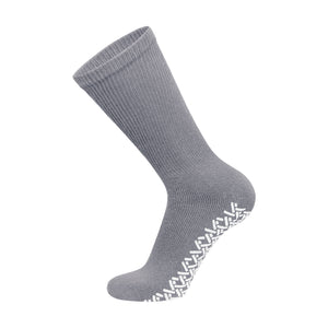 12 Pairs of Non-Skid Diabetic Cotton Crew Socks with Non Binding Top (Grey, 9-11)-(Final Sale)