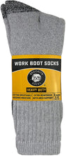 Load image into Gallery viewer, 12 Pairs of Heavy Duty Steel Toe Work Crew Cotton Socks, US Men's Shoe Size 9-12