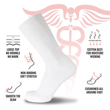 Load image into Gallery viewer, 12 Pairs of Premium Cotton Loose Top Diabetic Neuropathy Crew Socks (Size 9-11)-(Final Sale)