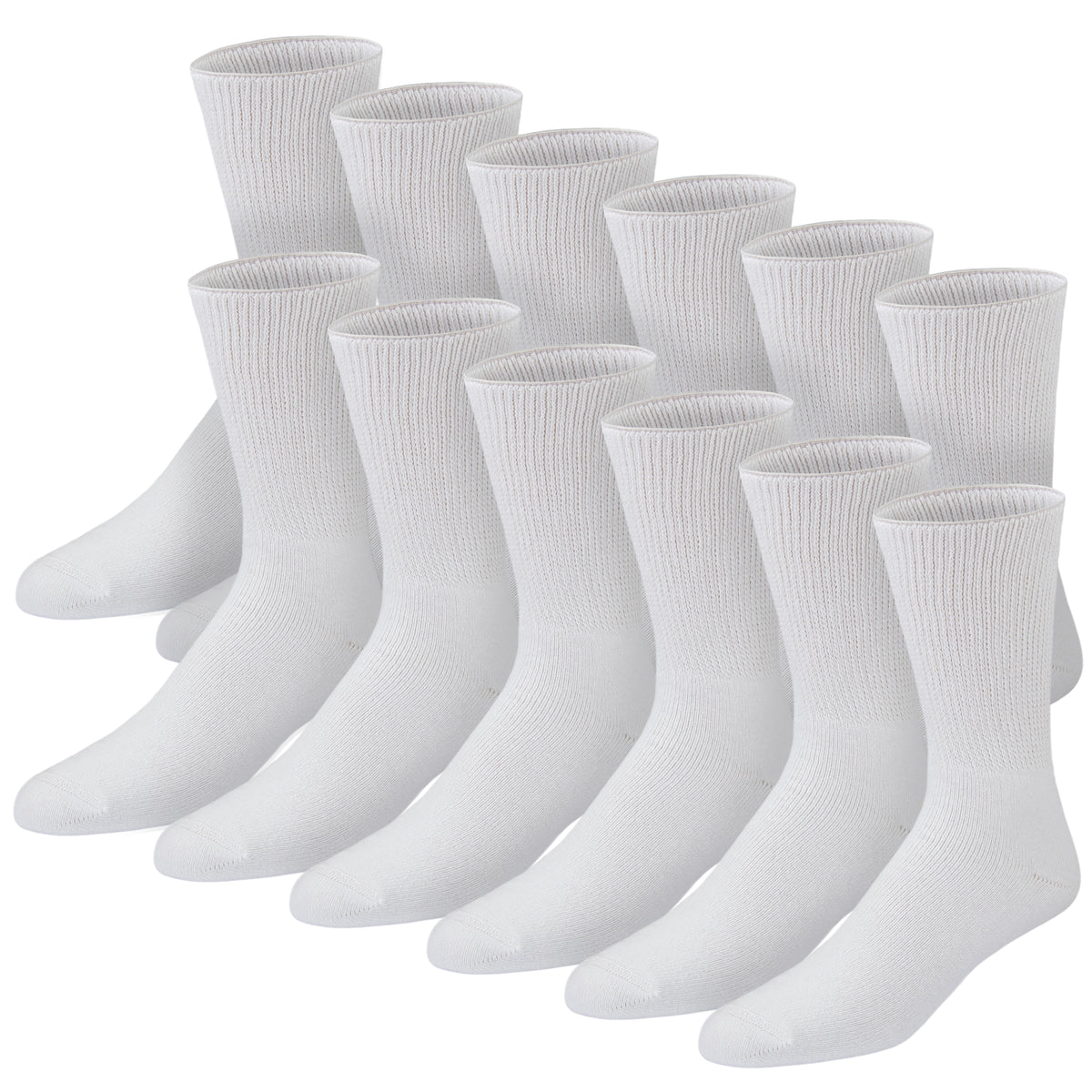 Extra Wide Sock Company Unisex Loose Fit Crew Socks White Large | Mar-Lou Shoes