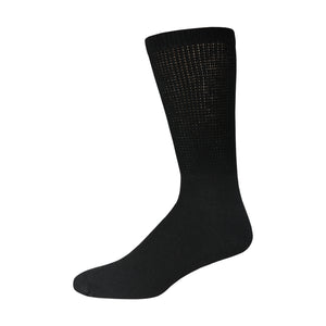 Black Soft Cotton Diabetic Crew Sock With Non-Binding Top