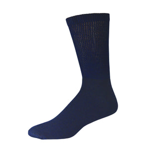 Navy Soft Cotton Diabetic Crew Sock With Non-Binding Top