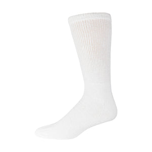 White Cotton Diabetic Neuropathy Crew Sock With Non-Binding Top
