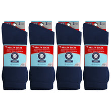 Load image into Gallery viewer, Packs Of Navy Cotton Crew Socks Recommended To People With Symptoms Of Diabetes Circulatory Problems Or Neuropathy