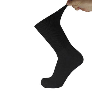Black Premium Cotton Crew Length Diabetic Sock With Stretched Out Top