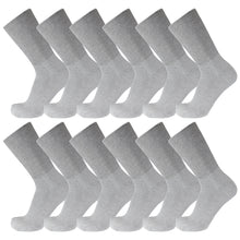 Load image into Gallery viewer, Grey Premium Cotton Diabetic Crew Socks With Loose Top 12 Pairs