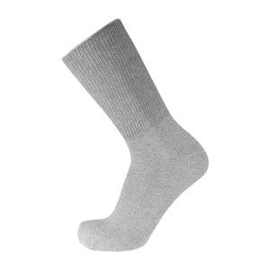 Grey Ringspun Cotton Diabetic Loose Top Crew Sock