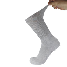 Load image into Gallery viewer, Grey Ringspun Cotton Crew Length Diabetic Sock With Stretched Out Top