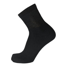 Load image into Gallery viewer, Black Diabetic Quarter Length Sport Ringspun Cotton Sock With Loose Top