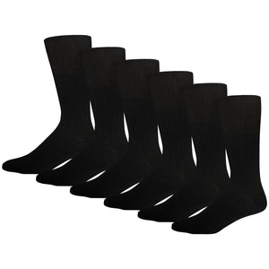 12 Pairs of Dress Diabetic Crew Socks with Non-Binding Top (Black)