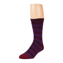 Load image into Gallery viewer, Plum Striped Winter Thermal Crew Boot Sock With Cherry Toe 