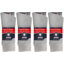 Load image into Gallery viewer, 12 Pairs of Premium Cotton Loose Top Diabetic Neuropathy Crew Socks (Grey)