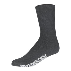 Gray Women's Non Slip Cotton Hospital Sock With White Rubber Grips On The Bottom