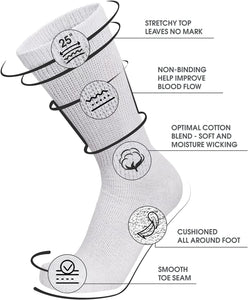 60 Pairs of Diabetic Neuropathy Cotton Crew Socks (White)