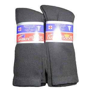 60 pairs of Diabetic Neuropathy Cotton Crew Socks (Black,  Size 13-15)