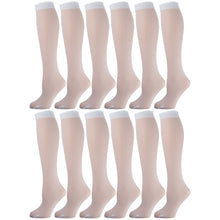 Load image into Gallery viewer, 12 Pairs of Womens Opaque Stretchy Spandex Knee High Trouser Socks, Size 9-11