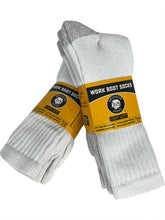 Load image into Gallery viewer, 12 Pairs of Heavy Duty Steel Toe Work Crew Cotton Socks, US Men's Shoe Size 9-12