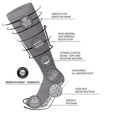 Load image into Gallery viewer, 6 Pairs of Non-Skid Over-The-Calf Diabetic Cotton Socks with Non Binding Top (Gray)