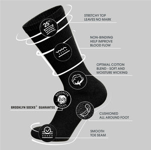 12 Pairs of Diabetic Neuropathy Cotton Crew Socks (Black)