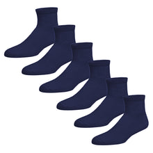 Load image into Gallery viewer, Premium Women’s Navy Soft Breathable Cotton Ankle Socks, Non-Binding &amp; Comfort Diabetic Socks (6 Pairs - Fits Shoe Size 6-10)