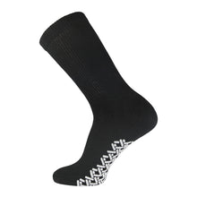 Load image into Gallery viewer, Black Non Slip Cotton Hospital Sock With White Rubber Grips On The Bottom