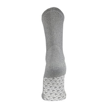 Load image into Gallery viewer, Grey Non Slip Cotton Crew Diabetic Socks With White Rubber Grips On The Bottom From The Back