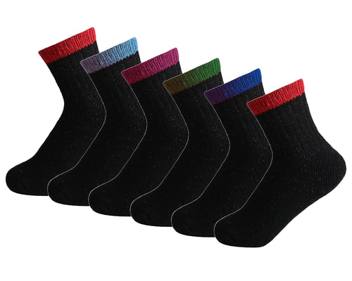 12 Pairs of Kids Thermal Wool Socks, Warm Winter Socks for Boys and Girls, Assorted, Socks Size 6-8