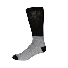 Load image into Gallery viewer, 12 Pairs of Thermal Warm Diabetic Crew Tube Socks with Non-Binding Top, Grey with Black Top,  Shoe Size US Men 8-12/ Women 9-13