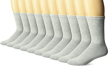 Load image into Gallery viewer, Gildan Men&#39;s Crew Socks GB752-10MG , 10 Pairs Pack, Grey, Shoe Size: 6-12