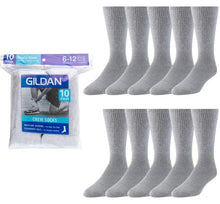Load image into Gallery viewer, Gildan Men&#39;s Crew Socks GB752-10MG , 10 Pairs Pack, Grey, Shoe Size: 6-12