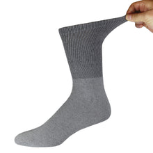Load image into Gallery viewer, Grey Soft Cotton Diabetic Crew Sock With Stretched Out Top