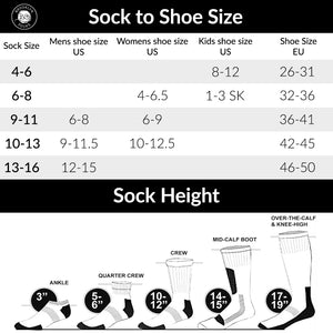 12 and 6 Pairs of Merino Wool Thermal Socks, Warm Hiking Boot Socks, Grey, Size 10-13