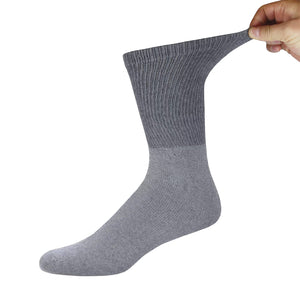 12 Pairs of Diabetic Neuropathy Cotton Crew Socks (Grey)