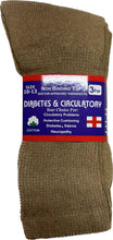 Load image into Gallery viewer, 12 Pairs of Diabetic Neuropathy Cotton Crew Socks (Khaki, Size 10-13)-(Final Sale)