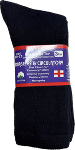 12 Pairs of Diabetic Neuropathy Cotton Crew Socks (Navy)-(Final Sale)