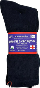 12 Pairs of Diabetic Neuropathy Cotton Crew Socks (Navy)-(Final Sale)