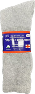 12 Pairs of Diabetic Neuropathy Cotton Crew Socks (Grey, 13-15)-(Final Sale)