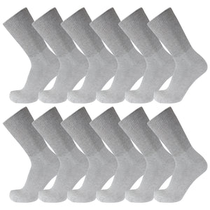 12 Pairs of Premium Cotton Loose Top Diabetic Neuropathy Crew Socks (Size 9-11)-(Final Sale)