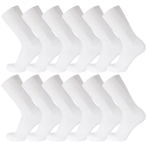 12 Pairs of Premium Cotton Loose Top Diabetic Neuropathy Crew Socks (Size 9-11)-(Final Sale)