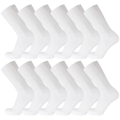 12 Pairs of Premium Cotton Loose Top Diabetic Neuropathy Crew Socks (10-13)-(Final Sale)