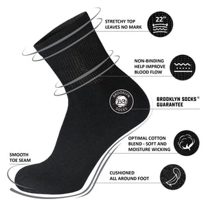 12 Pairs of Diabetic Cotton Athletic Sport Quarter Socks (Black)