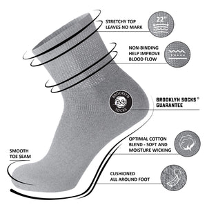 12 Pairs of Diabetic Cotton Athletic Sport Quarter Socks (Grey)