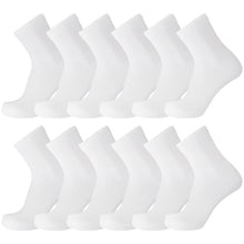 Load image into Gallery viewer, 12 Pairs of Diabetic Cotton Athletic Sport Quarter Socks (White, 13-16)-(Final sale)