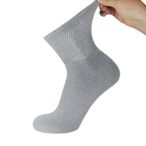 12 Pairs of Diabetic Cotton Athletic Sport Quarter Socks (Grey)